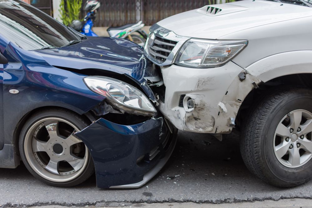 Two cars after a collision