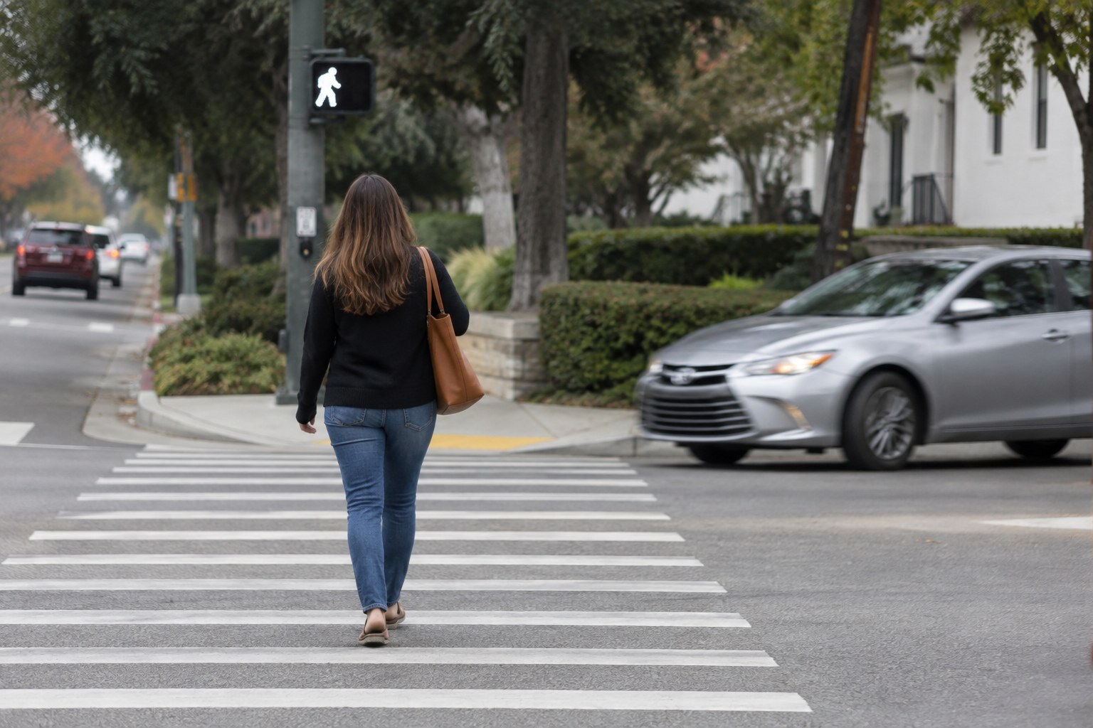 Pedestrian at a marked crosswalk