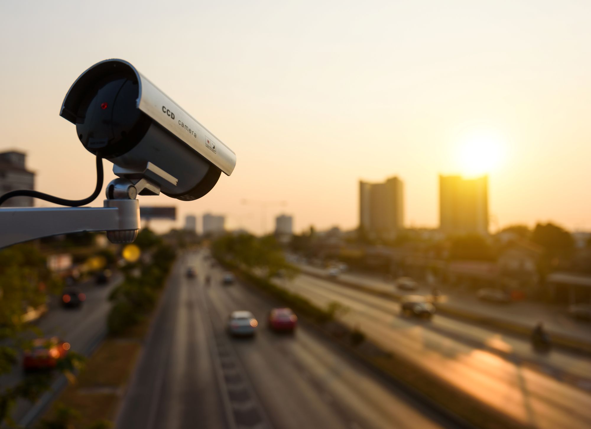 Traffic camera overlooking a roadway